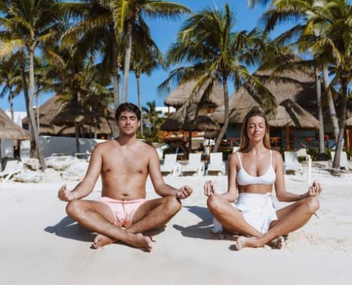 yoga at beach